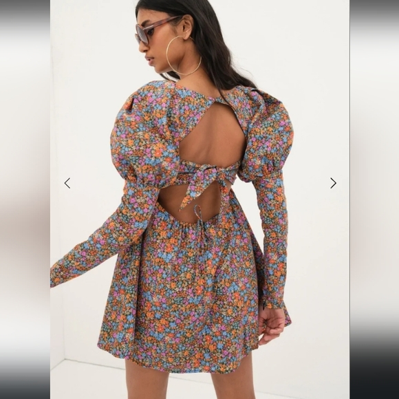 🍋  For Love & Lemons Brittany Mini Dress Floral Print Mini NWT - Picture 7 of 12